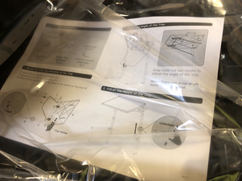 Photo 4 of Adjustable TV Tray Table - TV Dinner Tray on Bed & Sofa, Comfortable Folding Table with 6 Height & 3 Tilt Angle Adjustments (Black)
