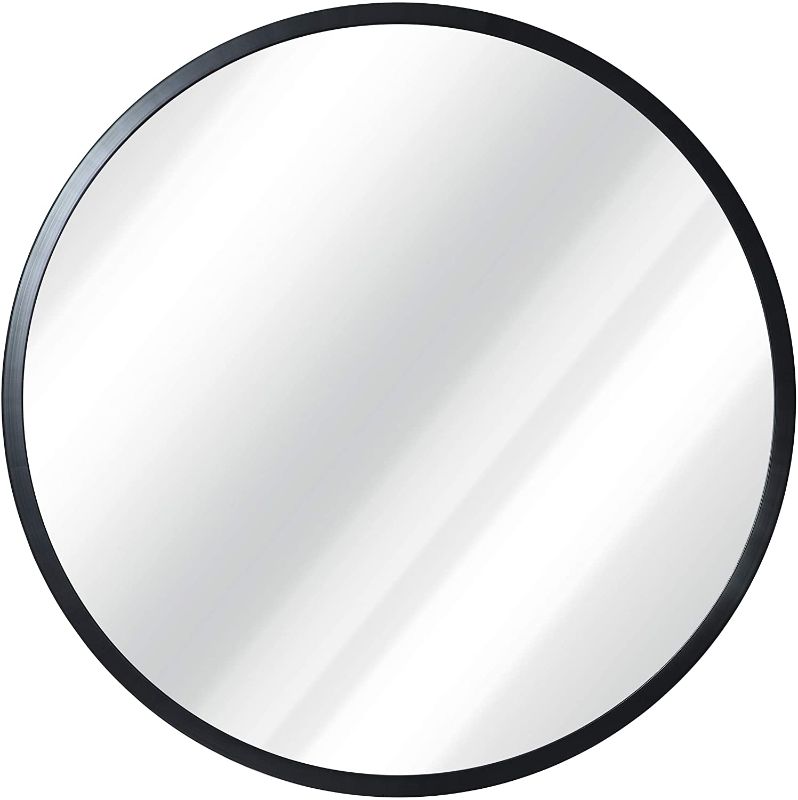 Photo 1 of Black Circle Wall Mirror 16 Inch Round Wall Mirror for Entryways, Washrooms, Living Rooms and More (Black, 16")
