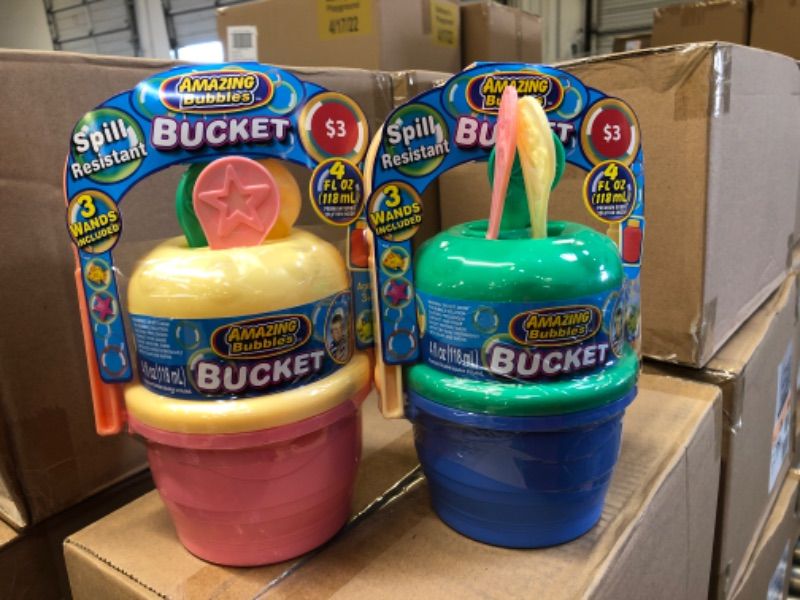 Photo 1 of Amazing Bubbles Buckets -- Pink and Blue -- Box of 6 