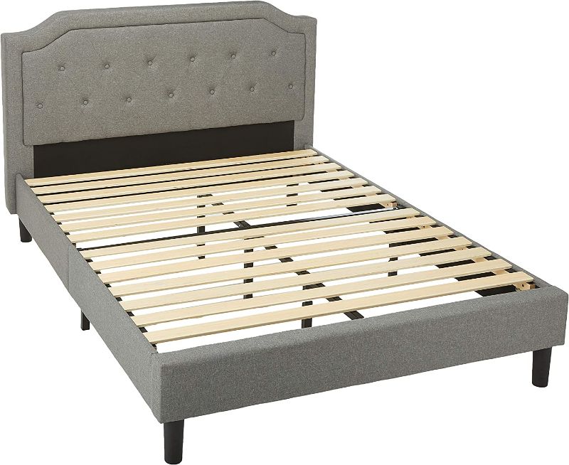 Photo 1 of ZINUS Kellen Upholstered Scalloped Platform Bed Frame / Mattress Foundation / Wood Slat Support / No Box Spring Needed / Easy Assembly, Queen
