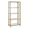 Photo 1 of Celine 66 in. Brushed Brass Metal 4-Shelf Bookcase