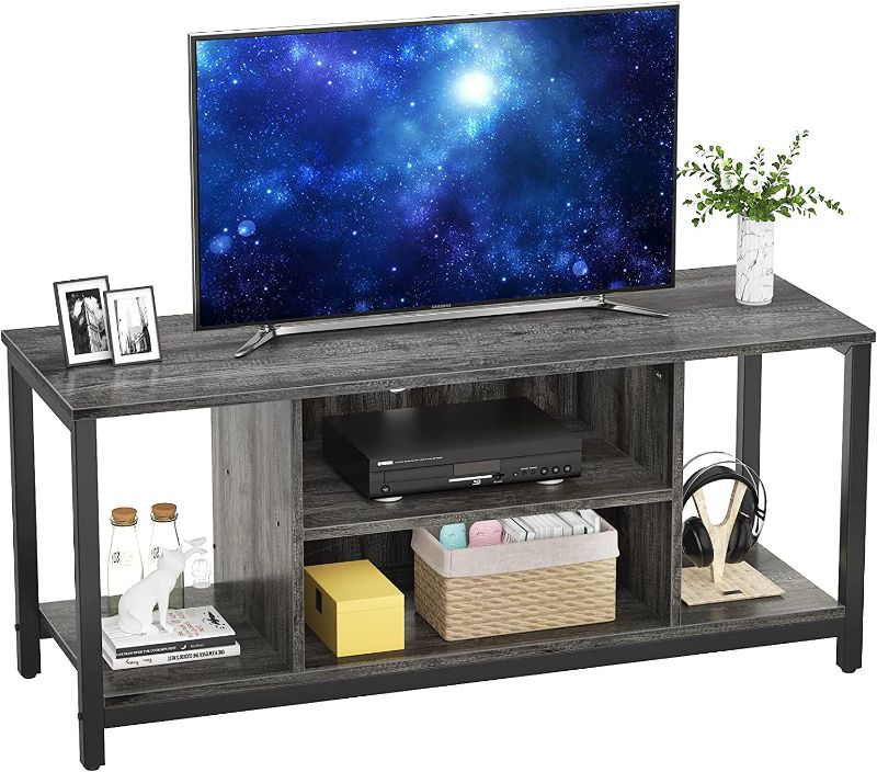 Photo 1 of Aheaplus TV Stand for TV up to 50 inch 3 Tier Entertainment Center Mid Century Modern TV Stand Media Console Table with Open Shelving Storage Wood Retro Industrial TV Cabinet for Living Room Bedroom
