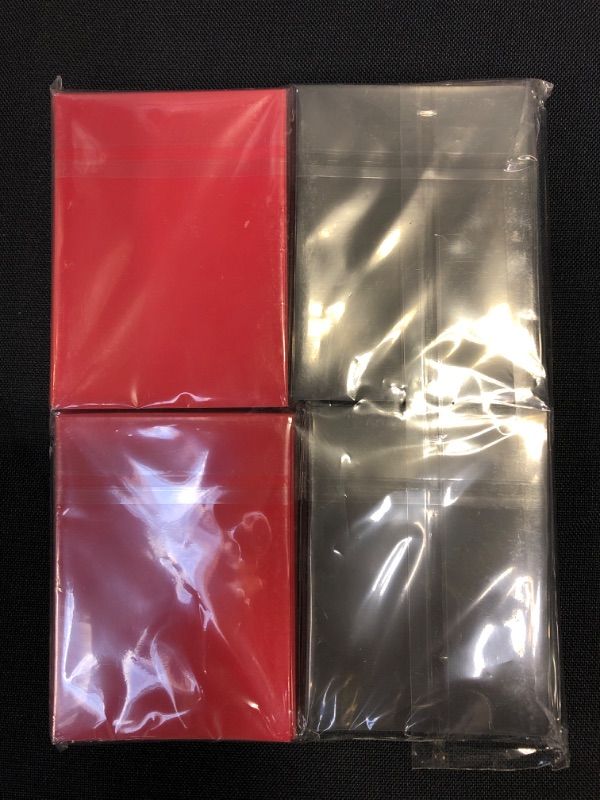 Photo 1 of 200 Count Penny Sleeves for Trading Cards, Soft Clear Red and Black Protectors Sleeves for Baseball Card MTG Pokemon TCG Yugioh Sports Cards Kpop Photocards