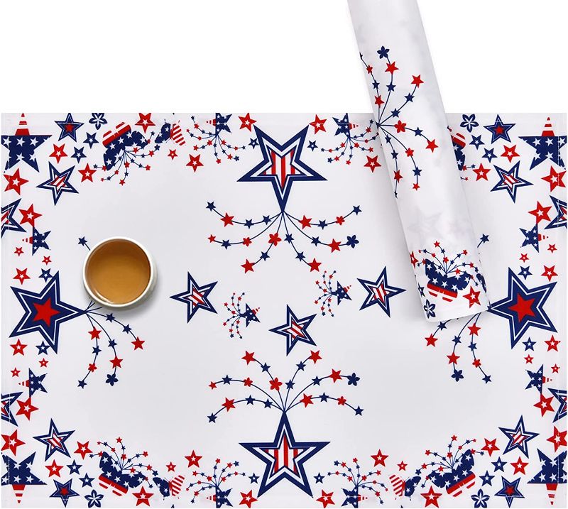 Photo 1 of 4 Pcs Independence Day Fourth of July Placemats, Washable 4th of July Stars Place Mats, Non Slip Heat-Resistant Table Mat for Dining Room, Kitchen, Farmhouse, Home Decoration, 11.8 x 17.7 Inch
