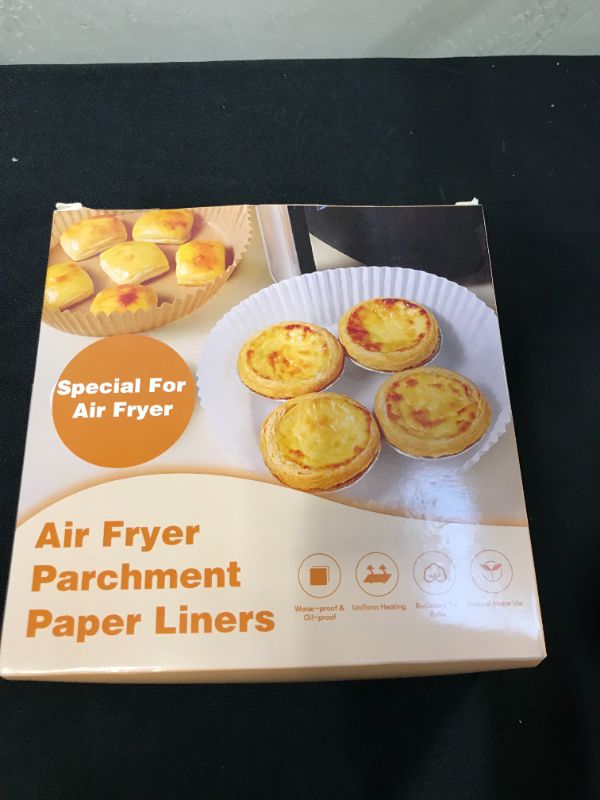 Photo 2 of Air Fryer Disposable Paper Liner - 100PCS 6.3 Inch Round Non-Stick Parchment Paper, Oil-proof, Water-proof Cooking Baking Roasting Filter Paper for Air Fryers Basket, Microwave Oven, Frying Pan
