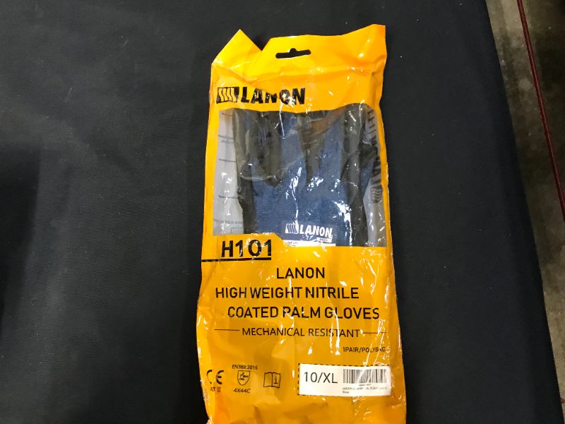 Photo 2 of LANON Cut Resistant Work Gloves, Nitrile Coated Micro-Foam, Durable, Power Grip, Lightweight, Woodworking Gloves for Glass, Construction, X Large 2 pack 
