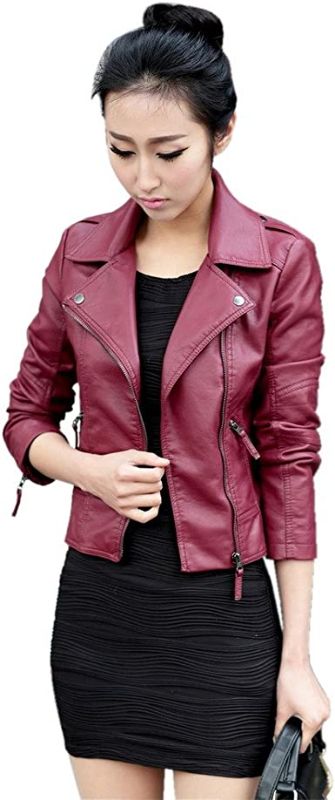 Photo 1 of GetUBacK Vintage Women's Slim Biker Motorcycle PU Leather Zipper Jacket Punk Rock size M
