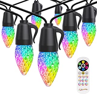 Photo 1 of Outdoor Lights Bewahly LED Outdoor String Lights 48FT Outdoor String Lights with 25 Pcs 1W C35 Dimmable Plastic RGB Colorful Bulbs and Weatherproof IP65 Outdoor Lights for Bistro Backyard Garden