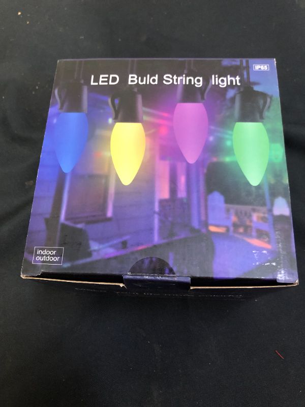 Photo 2 of Outdoor Lights Bewahly LED Outdoor String Lights 48FT Outdoor String Lights with 25 Pcs 1W C35 Dimmable Plastic RGB Colorful Bulbs and Weatherproof IP65 Outdoor Lights for Bistro Backyard Garden