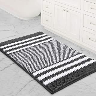 Photo 1 of Bathroom Rug Mat, 35 x 24 Inch Extra Thick Chenille Bath Mat Rug Set Non Slip, Soft Plush Absorbent Shaggy Bathroom Floor Mats Rugs, Machine Washable (Dark Gray)