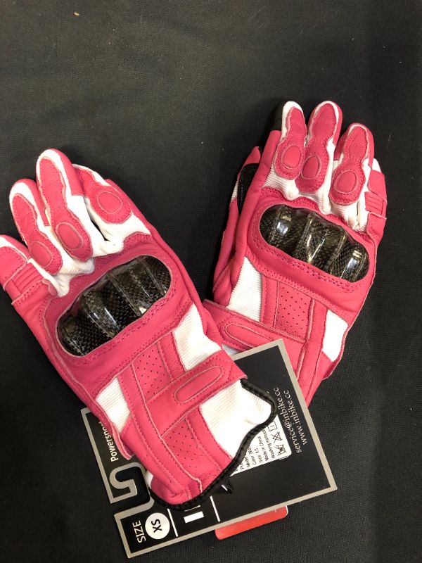 Photo 2 of INBIKE Leather Motorcycle Gloves with Carbon Fiber Hard Knuckle Touch Screen for Women Pink XS
