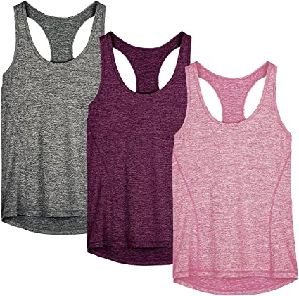 Photo 1 of ICYZONE WORKOUT TANK TOPS FOR WOMEN- RACERBACK ATHLETIC YOGA TOPS, RUNNING EXERCISE GYM SHIRTS PACK OF 3 (SIZE SMALL)
