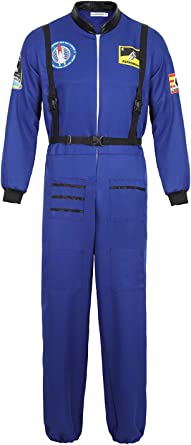 Photo 1 of Men's Adult Astronaut Spaceman Costume Coverall Pilot Air Force Flight Jumpsuit Dress Up Party SIZE L
