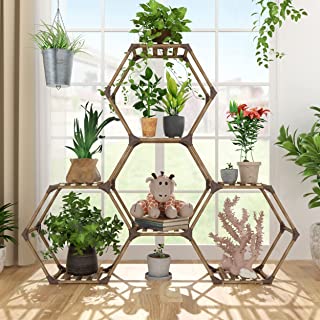 Photo 1 of Allinside Hexagonal Plant Stand Indoor Outdoor, DIY Large 7 Tiered Wooden Plant Stands for Multiple Pots, Ladder Plant Shelf for Window, Corner, Balcony, Living Room, Garden
