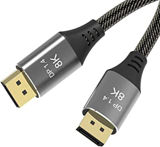 Photo 1 of AKKKGOO 8K DisplayPort Cable 3.3ft Ultra HD DisplayPort 1.4 Male to Male Nylon Braided Cable, 7680x4320 Resolution, 8K@60Hz, 4K@144Hz, 32.4Gbps, HDP, HDCP for PC, Laptop, HDTV, DP to DP Cable (1M)
