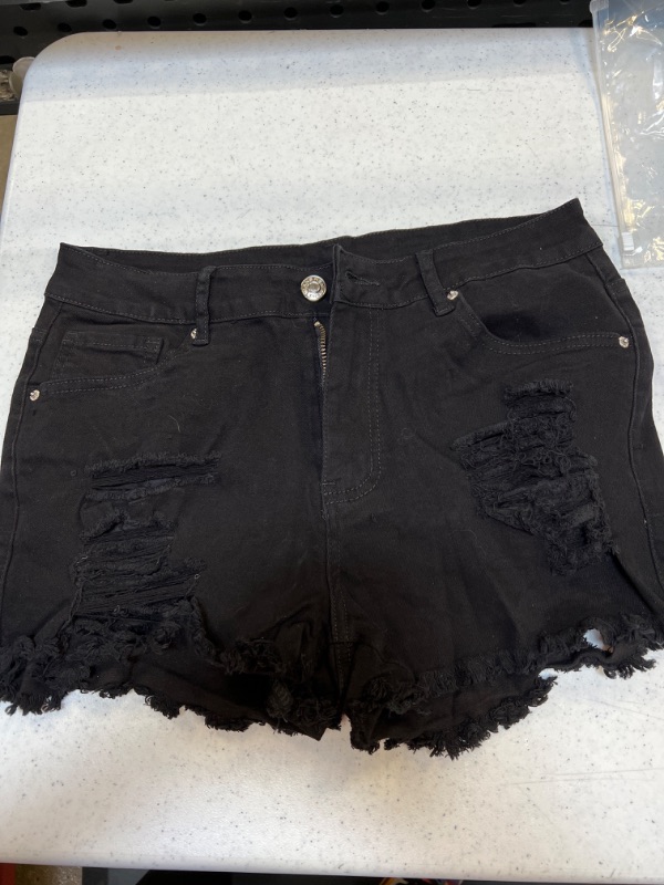 Photo 1 of Black Ripped Short Shorts, Size Large 