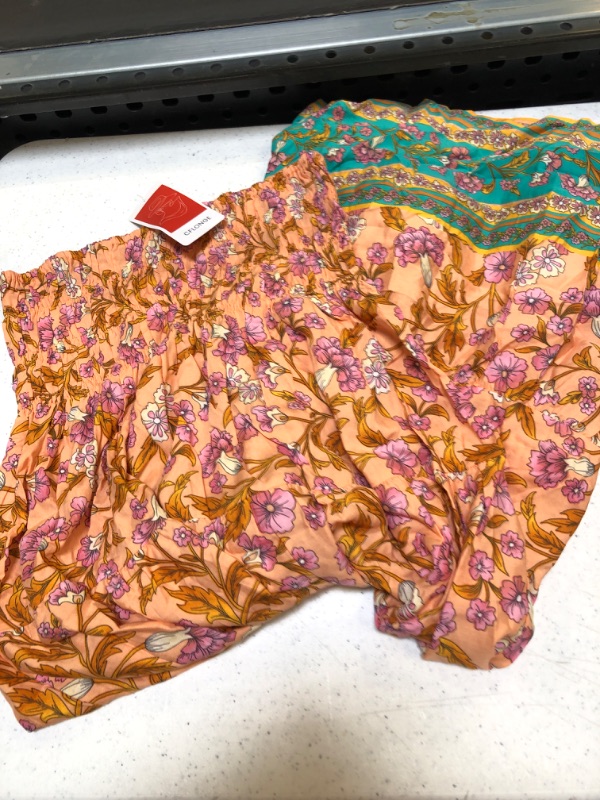 Photo 1 of CFLONGE Womens Boho Floral Pleated Long Flowy Skirts Summer Vintage Ruched Elastic High Waisted A Line Plus Size Maxi Skirt--
SIZE MEDIUM 