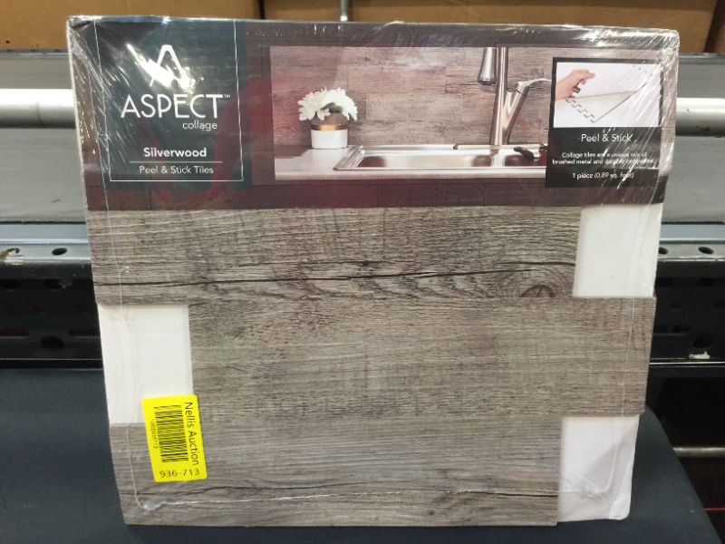 Photo 2 of Aspect Collage Reclaimed Wood Look 0.89 Sq foot Peel and Stick Backsplash Wall Tile ( 1pc ---)