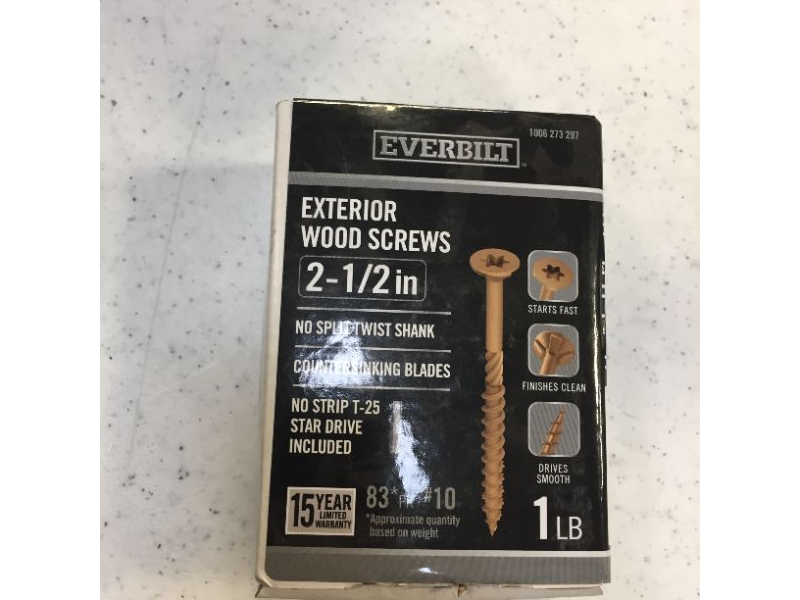 Photo 1 of #10 x 2-1/2 in. Star Drive Flat Head Exterior Wood Screws (83-Pack)
