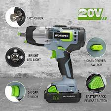 Photo 1 of WORKPRO 20V Cordless Impact Wrench, 1/2-inch, 320 Ft Pounds Max Torque, 2.0Ah Li-ion Battery with Fast Charger, Belt Clip for Easy Carrying
