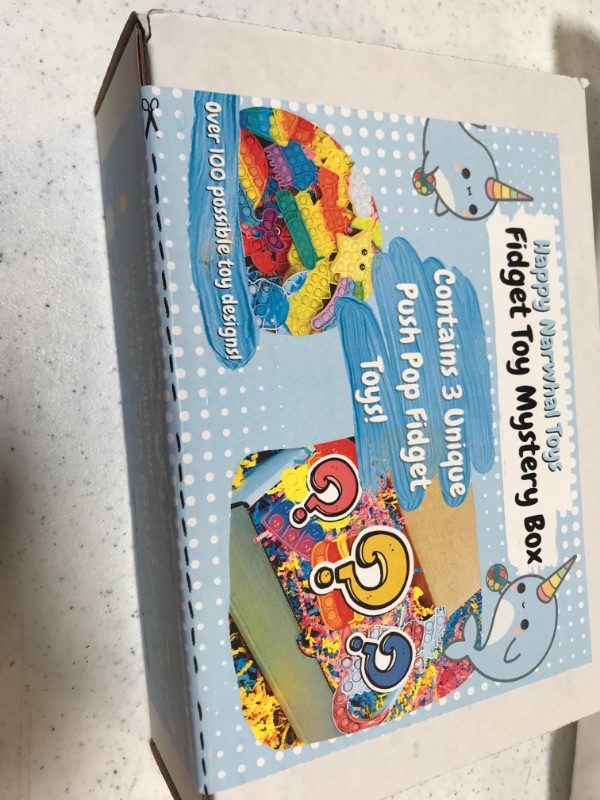 Photo 1 of Happy Narwhal Toys Fidget Toy Popit Mystery Surprise Blind Box (3 Toys per Box) | Over 100 Toy Varieties | Push Pop Popping Dimple Sensory Fidget Toys Regular Size | Variety Blind Box (Pack of 3)
