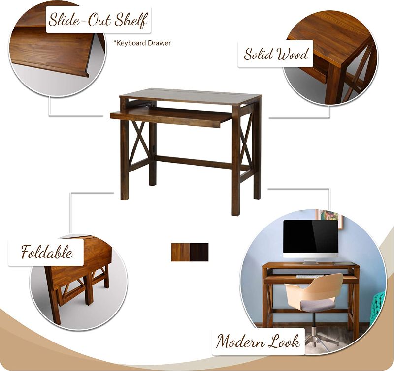 Photo 1 of Casual Home Montego Folding Desk with Pull-Out Tray-Espresso | Easy Assembly