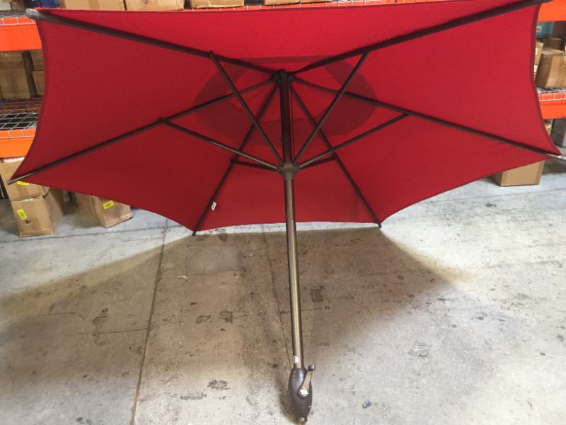 Photo 2 of Abba Patio 7-1/2 ft. Round Outdoor Market Patio Umbrella with Push Button Tilt and Crank Lift, RED