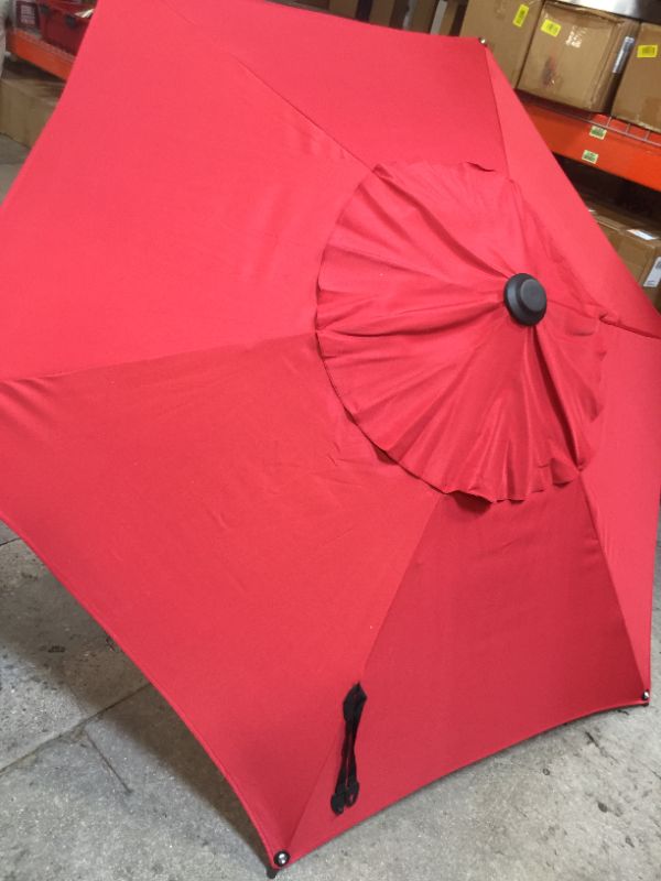 Photo 3 of Abba Patio 7-1/2 ft. Round Outdoor Market Patio Umbrella with Push Button Tilt and Crank Lift, RED---(NOT BASE INCLUDED)