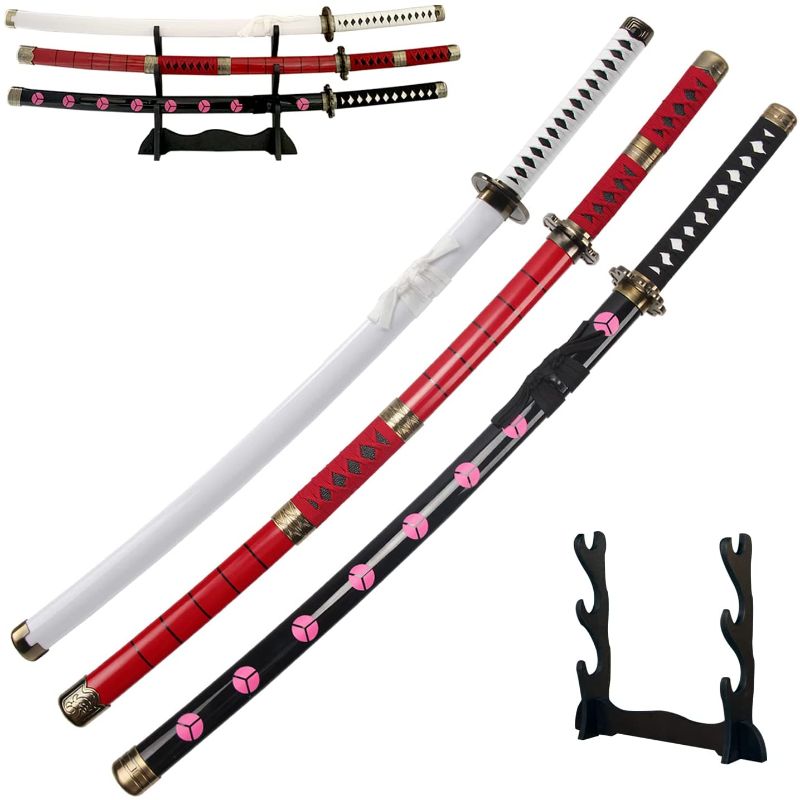 Photo 1 of 40" 3 Piece Set Roronoa Zoro Samurai,Kitetsu,Wado Ichimonji, Shusui,for Cosplay,Collection,Display,Performance
