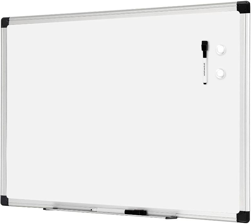 Photo 1 of Amazon Basics Magnetic Dry Erase White Board, 36 x 24-Inch Whiteboard - Silver Aluminum Frame
