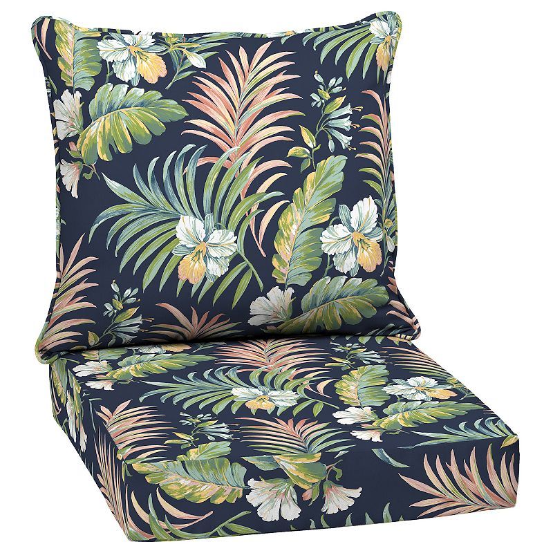 Photo 1 of Arden Selections Printed 2-Piece Indoor/outdoor Deep Seat Cushion Set in Navy