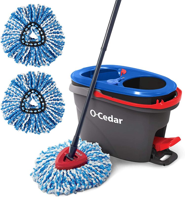 Photo 1 of 
O-Cedar EasyWring RinseClean Microfiber Spin Mop & Bucket Floor Cleaning System with 2 Extra Refills, Grey