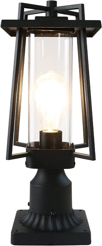 Photo 1 of Black Quartet Design Outdoor Post Light with Base, Clear Glass Lamp Shade, Great for Terraces, Patio, Gardens, Corridors (1-Pack)