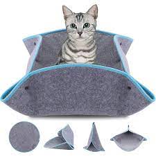 Photo 1 of 2 Pack of Deformable Felt Cat Beds for Indoor Cats,Portable & Foldable Multi-Function Scratch Resistant Bed for Dogs and Kittens,Cat Hideaway,Cat Cave,Cat Teepee, Light Grey