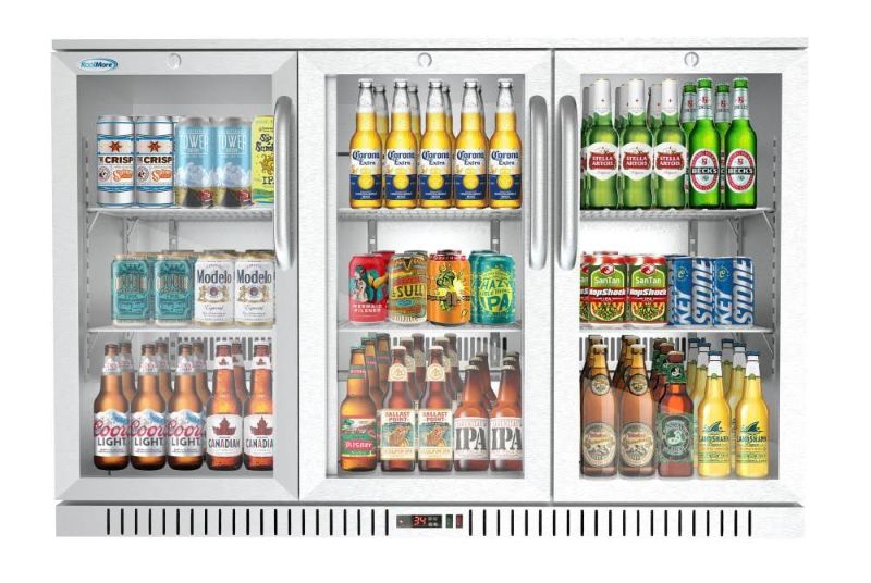 Photo 1 of KITMA Commercial Back Bar Refrigerator, 69 in. Back Bar Cooler Counter Height Beverage Refrigerator with Double Solid Door and LED Lighting, 21.5 Cu.Ft
