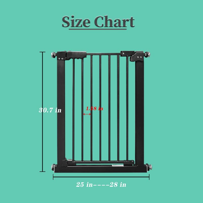Photo 1 of HOOOEN Narrow Baby Gates for Stairs Doorways Auto Close Tension Black Metal Child Pet Safety Gates with Pressure Mount 24-29 Inch Wide
