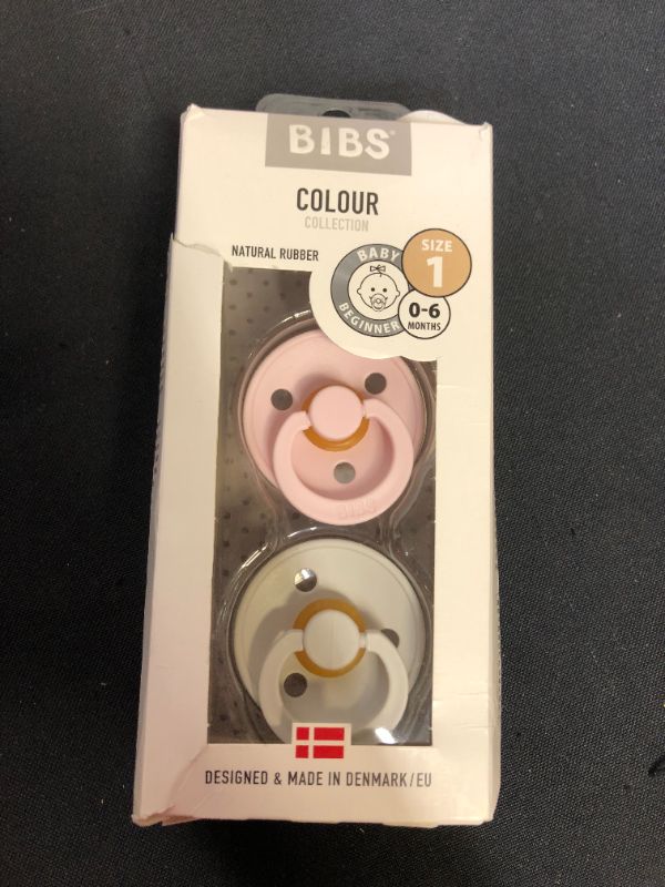 Photo 2 of Bibs Colour Latex Pacifier - 0-6 Months - Size 1 - 2pk - Haze/Blossom (BOX IS DAMAGED)