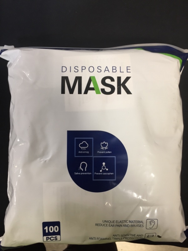 Photo 1 of 100pc disposable face masks 