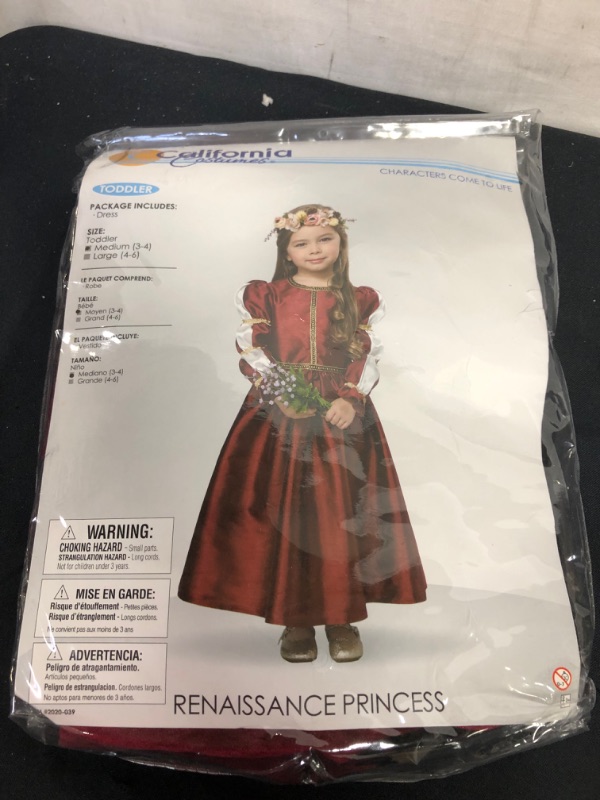 Photo 2 of California Costumes Renaissance Princess Toddler Costume. SIZE MEDIUM TODLER (3-4)
