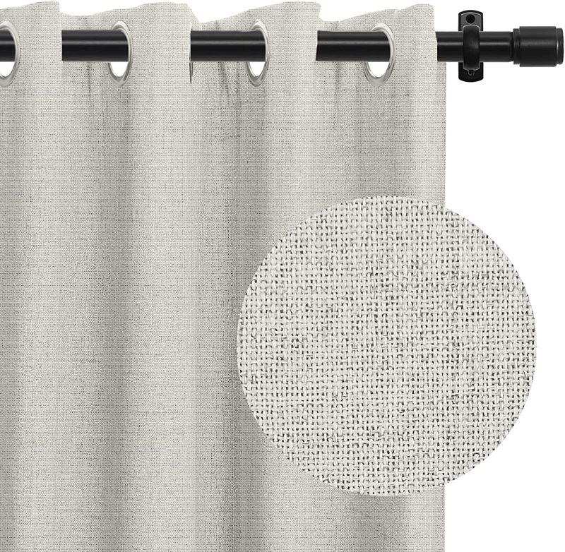 Photo 1 of 100% Blackout Curtain 84 Inch Length Block Full Light Linen Textured Blackout Curtains for Bedroom Thermal Insulated Grommet Curtains Window Treatment Curtain Panels(W50 x L84 2 Panels, Beige)
