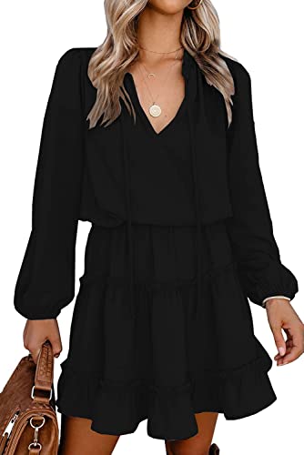 Photo 1 of BTFBM Women Casual Fall Dresses V Neck Tie Neck Long Sleeve High Waist Dot Ruffle Tiered A Line Solid Swing Mini Dress
SIZE XL