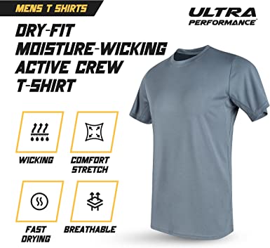 Photo 1 of Ultra Performance Dri Fit T-Shirt for Men-Moisture Wicking Tee Shirt-LARGE-WHITE-