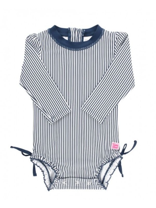 Photo 1 of RUFFLE BUTTS NAVY STRIPE ONE PIECE RASH GUARD---2T---