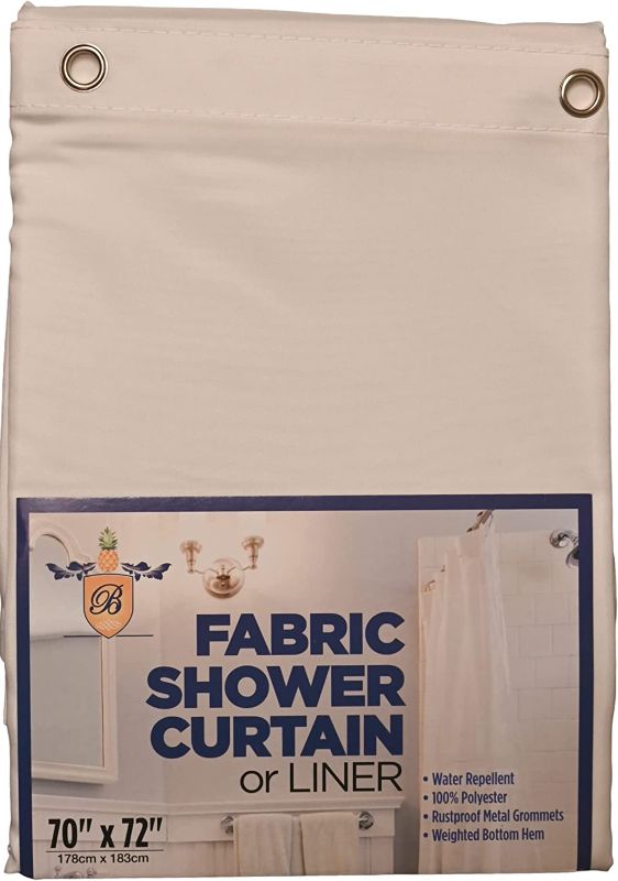 Photo 1 of Broder MFG Fabric Shower Curtain Liner (Solid Beige) | 70" Wide x 72" Long - Fits Most Showers Tubs | Hotel Quality | Metal Grommet Holes and Weighted Hem | Easy to Clean and Machine Washable