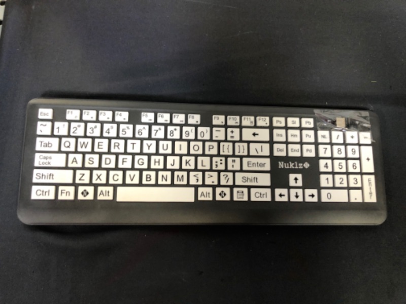 Photo 2 of Nuklz N Wireless Large Print Full Size Computer Keyboard | High Contrast Black & White Keys | Soft Buttons | Ideal for Visually Impaired, Beginners and Seniors | Plug & Play | Magnus225