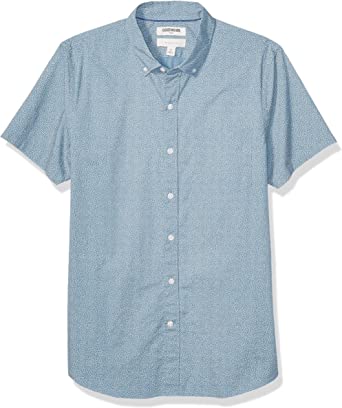 Photo 1 of Goodthreads Men's Slim-Fit Short-Sleeve Printed Poplin Shirt---LARGE/SLIM---