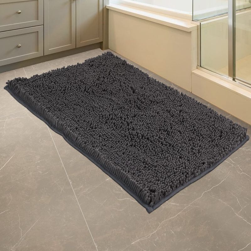 Photo 1 of Bathroom Rugs, Luxury Chenille Bath Mat, Extra Soft and Absorbent Bath Rugs, Bath Mats for Bathroom Non Slip, Machine Washable, Thick Plush Carpet for Indoor and Bathroom Floor, 24"x17" Deep Grey
