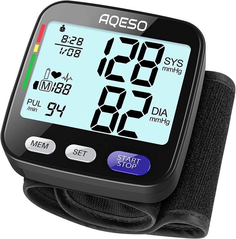 Photo 1 of Blood Pressure Monitor Wrist Cuff - Accurate Automatic Digital BP Cuff Machine for Home Use, XL Wrist 5.3" - 8.5", Large LCD w/ Backlit, 2x199 Memory, Irregular Heartbeat Pulse Detector, U62GH Black
