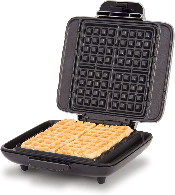 Photo 1 of DASH No-Drip Belgian Waffle Maker: Waffle Iron 1200W + Waffle Maker Machine For Waffles, Hash Browns, or Any Breakfast, Lunch, & Snacks with Easy Clean, Non-Stick + Mess Free Sides - Silver
