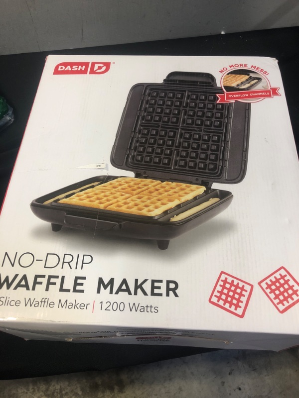 Photo 2 of DASH No-Drip Belgian Waffle Maker: Waffle Iron 1200W + Waffle Maker Machine For Waffles, Hash Browns, or Any Breakfast, Lunch, & Snacks with Easy Clean, Non-Stick + Mess Free Sides - Silver
